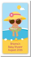 Beach Baby Hispanic Girl - Custom Rectangle Baby Shower Sticker/Labels