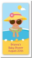 Beach Baby Hispanic Girl - Custom Rectangle Baby Shower Sticker/Labels