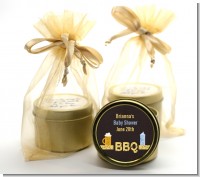 Beer and Baby Talk - Baby Shower Gold Tin Candle Favors