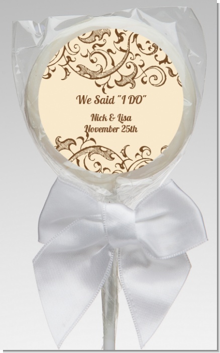 Beige & Brown - Personalized Bridal Shower Lollipop Favors