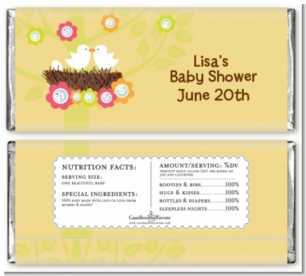 Bird's Nest - Personalized Baby Shower Candy Bar Wrappers