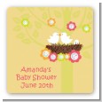 Bird's Nest - Square Personalized Baby Shower Sticker Labels thumbnail