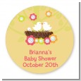 Bird's Nest - Round Personalized Baby Shower Sticker Labels thumbnail
