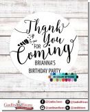 Thank You For Coming - Round Personalized Birthday Party Sticker Labels