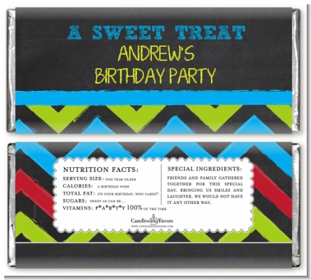 Birthday Boy Chalk Inspired - Personalized Birthday Party Candy Bar Wrappers