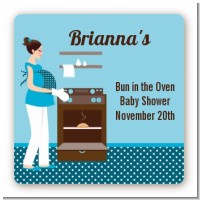 Bun in the Oven Boy - Square Personalized Baby Shower Sticker Labels