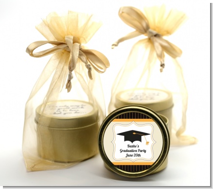 Black & Gold - Graduation Party Gold Tin Candle Favors
