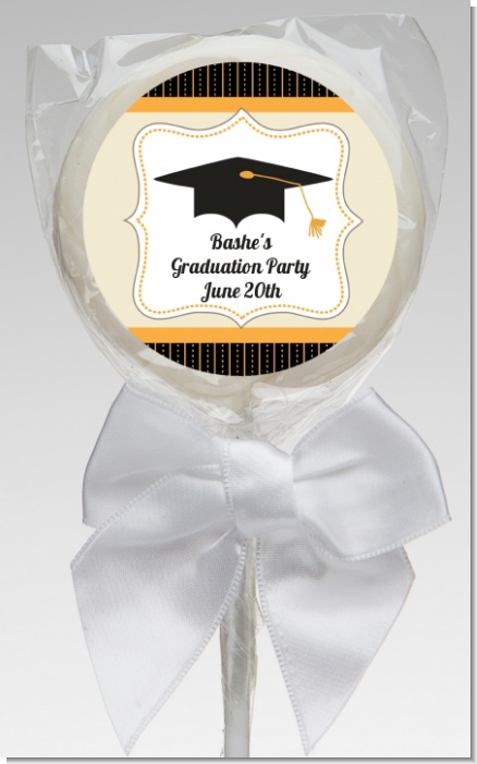 Black & Gold - Personalized Graduation Party Lollipop Favors
