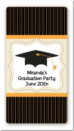 Black & Gold - Custom Rectangle Graduation Party Sticker/Labels