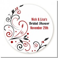 Black and Red Vine - Round Personalized Bridal Shower Sticker Labels