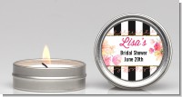 Black And White Stripe Floral Watercolor - Bridal Shower Candle Favors