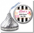 Black And White Stripe Floral Watercolor - Hershey Kiss Bridal Shower Sticker Labels thumbnail