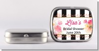 Black And White Stripe Floral Watercolor - Personalized Bridal Shower Mint Tins
