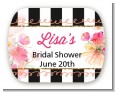 Black And White Stripe Floral Watercolor - Personalized Bridal Shower Rounded Corner Stickers thumbnail