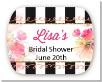Black And White Stripe Floral Watercolor - Personalized Bridal Shower Rounded Corner Stickers