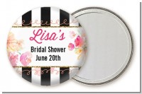 Black And White Stripe Floral Watercolor - Personalized Bridal Shower Pocket Mirror Favors