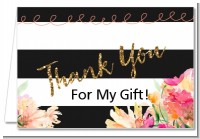 Black And White Stripe Floral Watercolor - Bridal Shower Thank You Cards