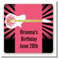 Rock Star Guitar Pink - Square Personalized Birthday Party Sticker Labels thumbnail