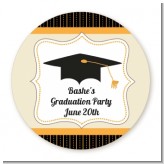 Black & Gold - Round Personalized Graduation Party Sticker Labels