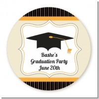 Black & Gold - Round Personalized Graduation Party Sticker Labels