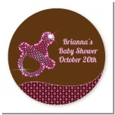 Baby Bling Pink Pacifier - Round Personalized Baby Shower Sticker Labels