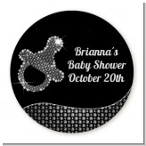 Baby Bling Pacifier - Round Personalized Baby Shower Sticker Labels