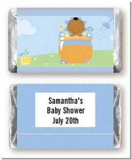 Blooming Baby Boy African American - Personalized Baby Shower Mini Candy Bar Wrappers