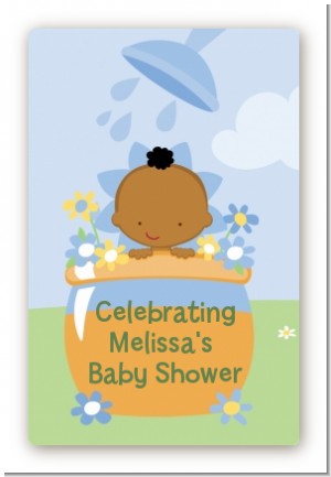 Blooming Baby Boy African American - Custom Large Rectangle Baby Shower Sticker/Labels