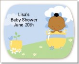 Blooming Baby Boy African American - Personalized Baby Shower Rounded Corner Stickers