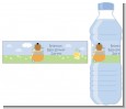 Blooming Baby Boy African American - Personalized Baby Shower Water Bottle Labels thumbnail