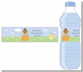 Blooming Baby Boy African American - Personalized Baby Shower Water Bottle Labels