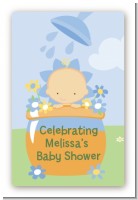 Blooming Baby Boy Caucasian - Custom Large Rectangle Baby Shower Sticker/Labels