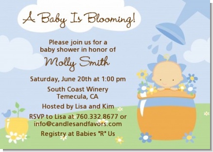 Blooming Baby Boy Caucasian - Baby Shower Invitations