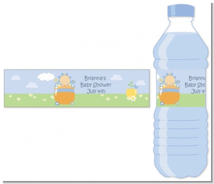 Blooming Baby Boy Caucasian - Personalized Baby Shower Water Bottle Labels