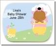 Blooming Baby Girl African American - Personalized Baby Shower Rounded Corner Stickers thumbnail