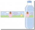 Blooming Baby Girl African American - Personalized Baby Shower Water Bottle Labels thumbnail