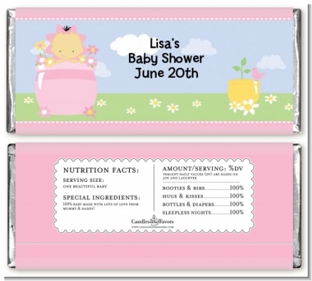 Blooming Baby Girl Asian - Personalized Baby Shower Candy Bar Wrappers
