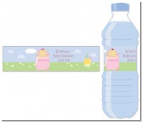 Blooming Baby Girl Asian - Personalized Baby Shower Water Bottle Labels