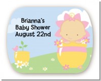 Blooming Baby Girl Caucasian - Personalized Baby Shower Rounded Corner Stickers