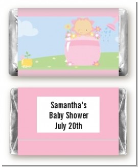 Blooming Baby Girl Caucasian - Personalized Baby Shower Mini Candy Bar Wrappers