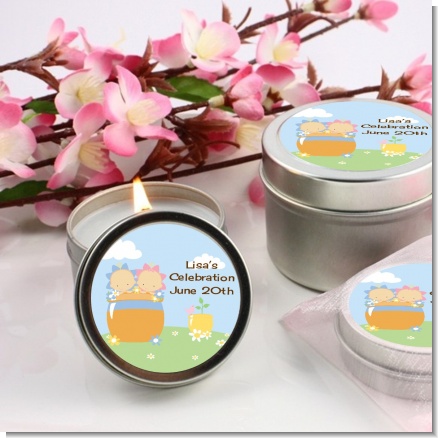 Blooming Baby Twins Caucasian - Baby Shower Candle Favors