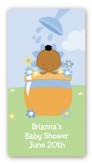 Blooming Baby Boy African American - Custom Rectangle Baby Shower Sticker/Labels
