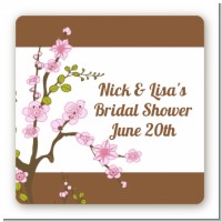 Blossom - Square Personalized Bridal Shower Sticker Labels