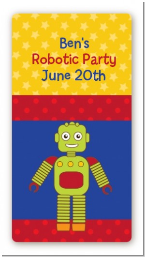 Robot Party - Custom Rectangle Birthday Party Sticker/Labels