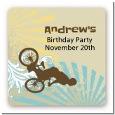 BMX Rider - Square Personalized Birthday Party Sticker Labels