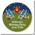 Bonfire - Round Personalized Birthday Party Sticker Labels thumbnail