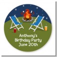 Bonfire - Round Personalized Birthday Party Sticker Labels thumbnail