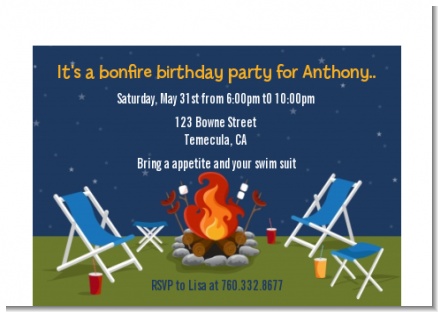 Bonfire - Birthday Party Petite Invitations