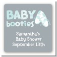 Booties Blue - Square Personalized Baby Shower Sticker Labels thumbnail