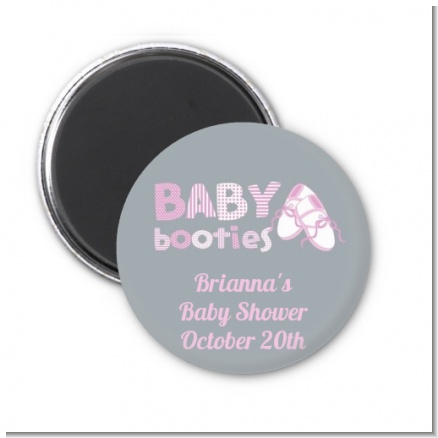 Booties Pink - Personalized Baby Shower Magnet Favors